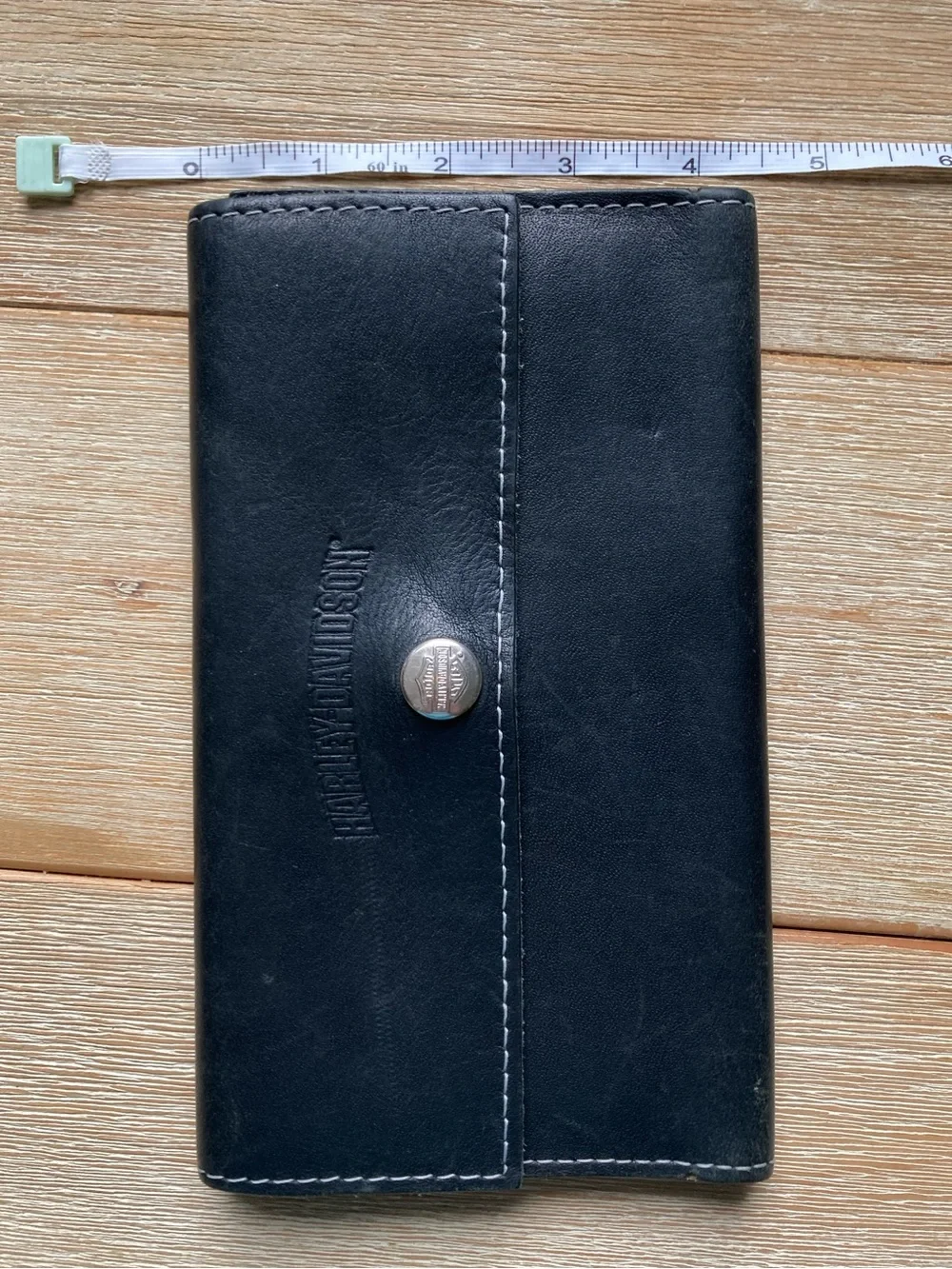 Vintage Y2K Harley-Davidson Leather Clutch Wallet Biker Black